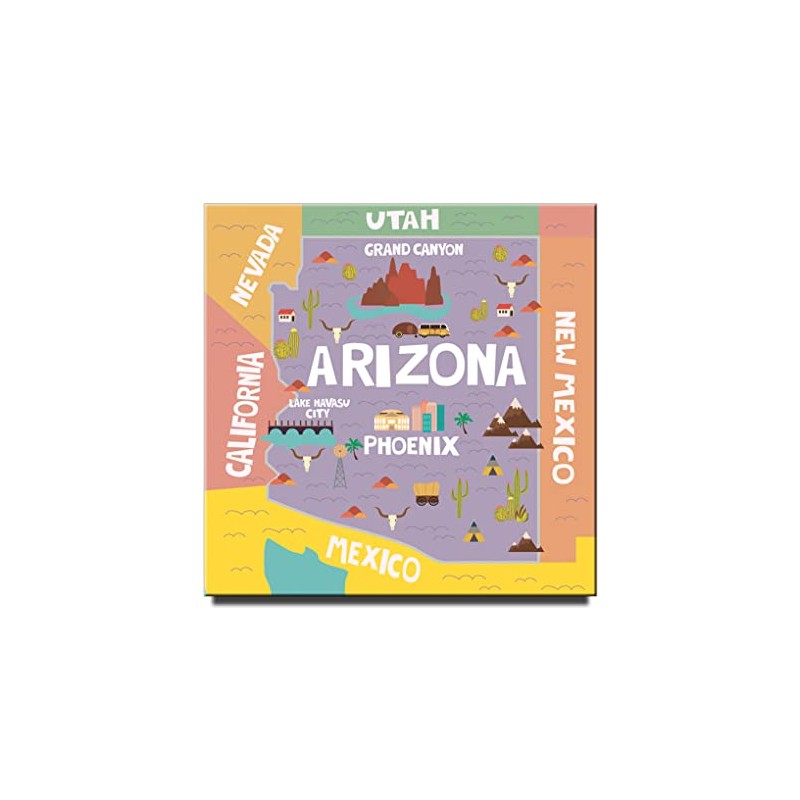 Arizona State map Fridge Magnet Phoenix Poster Grand Canyon Travel