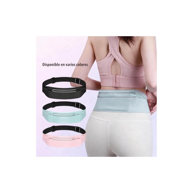Cangurera Deportiva Ultra Delgada Impermeable, Cinturón de Running Ajustable con