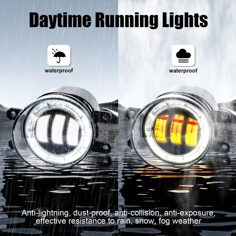 Daytime Running Lights Fog Lights for Toyota 4Runner 2014-2024 White&Amber