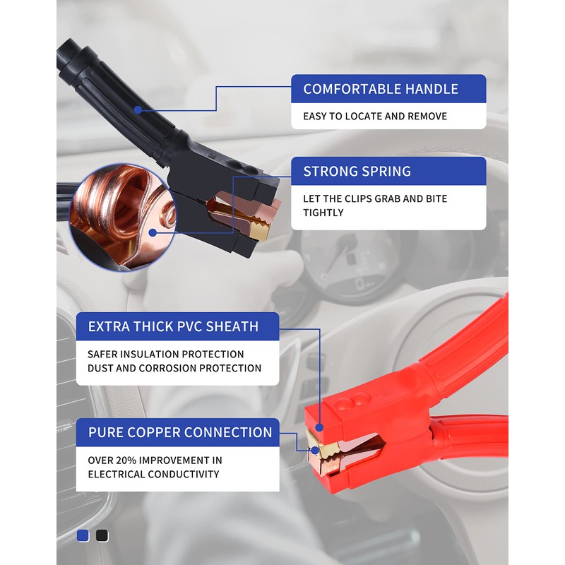 SAFEMATE 00 Gauge 30 FT Heavy Duty Jumper Cables -