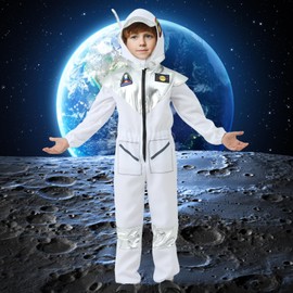 Raveparty Astronaut Costume Children, Space Costume Children with Helmet, Carnival Costume Children, Birthday Costume, Children's Birthday Costume, Carnival Costume Outfits (Style A, 120)