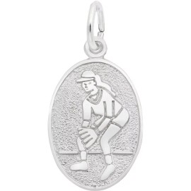 Rembrandt Sterling Silver Softball Oval Charm by Rembrandt