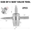 2 Pcs 4-Way Valve Core Tool Tire Valve Tools 4-in-1