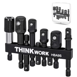 THINKWORK Impact Socket Adapter Set, 1/4" 3/8" 1/2" Drill Socket Adapter Set with 1/4" Hex Shank for Impact Power Driver, Cordless Drill & Screwdriver