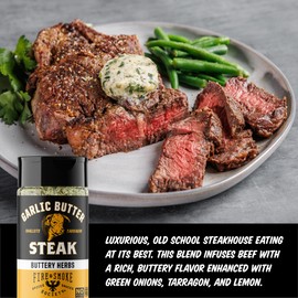 Fire & Smoke Society Garlic Butter Steak Seasoning | BBQ Rubs, Steak Rub for Smoking and Grilling Meat | Steaks, Brisket, Burgers Dry BBQ Rubs and Spices | M, 6.2 oz