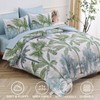 WONGS BEDDING Botanical Comforter Set King, 7 Pieces Blue Palm
