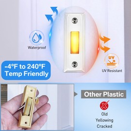 Dreyoo Metal Doorbell Push Button, Heavy Duty Metal Door Bell Wired Button LED Lighted Wall Mounted Doorbell Push Buttons for Home, Universal Garage Door Opener Switch(White)