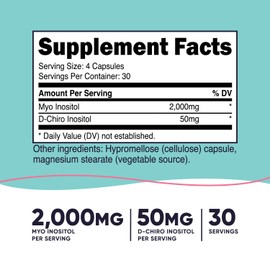 Nutricost Nutricost Myo Inositol & D-Chiro Inositol for Women 2000mg, 120 Capsules, 2000mg Myo & 50mg D-Chiro Per Serving, 30 Servings, Vegetarian Friendly, Non-GMO & Gluten Free