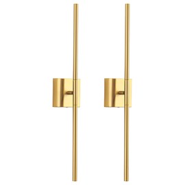 KDG Cordless Wall Sconces Set of 2, Wireless 7000mAh Rechargeable Battery Operated LED Wall Lamps with Remote, 360° Rotate Lightings for Wall Painting, Bedroom, Hallway, Night Light 23.6 inch (Gold)