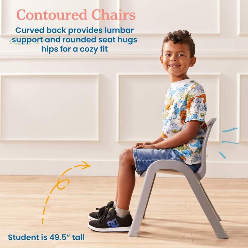 ECR4Kids SitRight Chair, Classroom Seating, Grey, 4-Pack