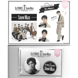 Meguro Lotus SnowMan 1st Anniversary Sticker Tin Badge Set