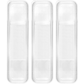 Pndeyo 3pcs Utensil Organizer with Lid, Portable 8in Covered Cutlery Holder, Plastic Spoons Forks Chopstick Flatware Storage Box for Camper Picnic Travel- Clear