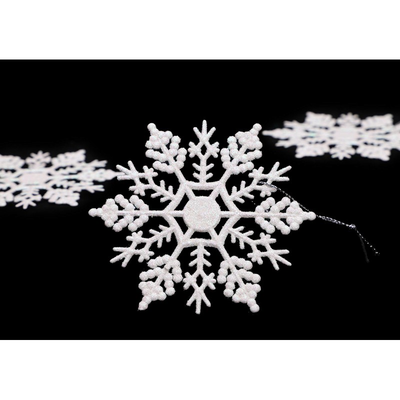 Christmas Concepts® Pack of 12-10cm Glitter Snowflake Hanging Decorations -