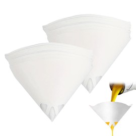 DUSCOKE 100PCS Car Paint Strainers Paper Cone, Disposable Nylon Mesh Paint Filter Funnel for Auto Spray Gun, Vehicle Body Repair Tool Accessories for Furniture, Wood, Painting