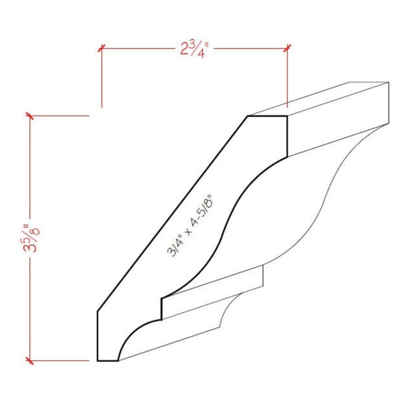 EWCR13 Crown 3/4" x 4-5/8" Unfinished 3-5/8" High x 2-3/4"