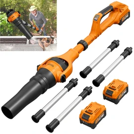Alloyman Roof Gutter Cleaning from The Ground,40V Cordless Leaf Blowers | 55" extension pole, brushless motor,580CFM/180MPH,270° nozzle clean roof gutters safely from the ground with 2 batteries