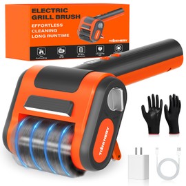 Electric Grill Brush for Outdoor Grill, 800 RPM Brush Head, 3000mAh Battery, No Preheating Grill, 304 Stainless Steel Bristle, Rechargeable Cordless BBQ Grill Cleaner with LED Light, Gift for Men/Dad