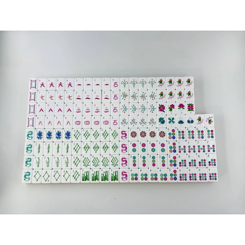 American Mahjong Set Mat 160PCS 32mm 4-Layer Green Acrylic Engraved