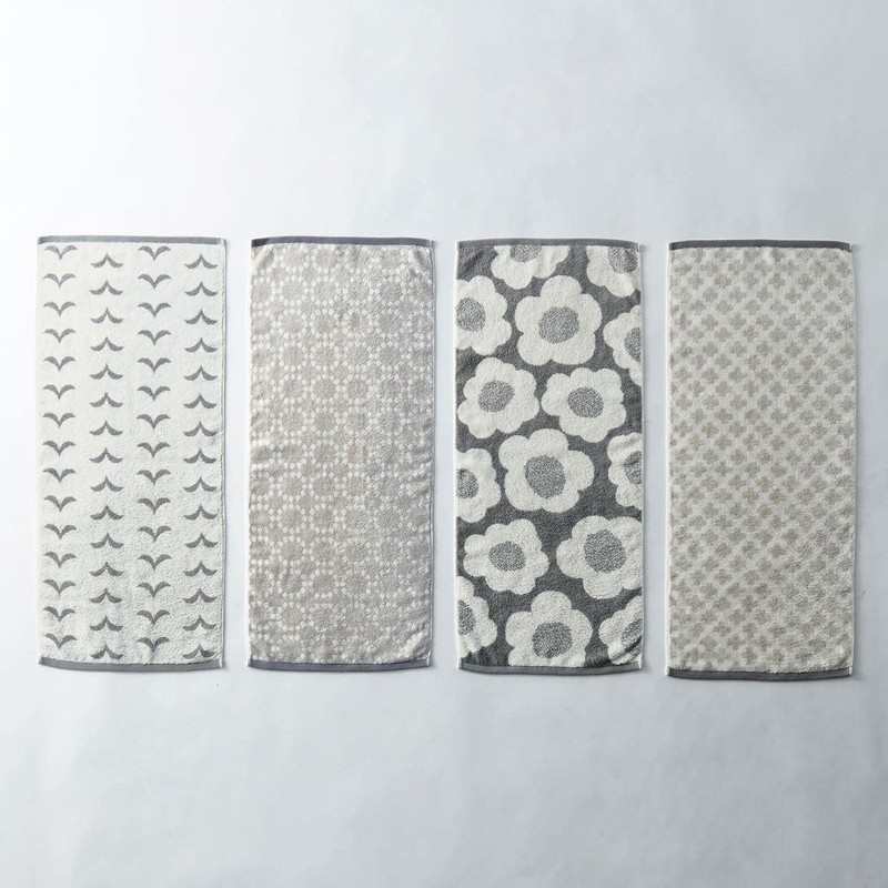 Belle Maison Face Towel Set, 4 Pieces, Different Pattern, Scandinavian