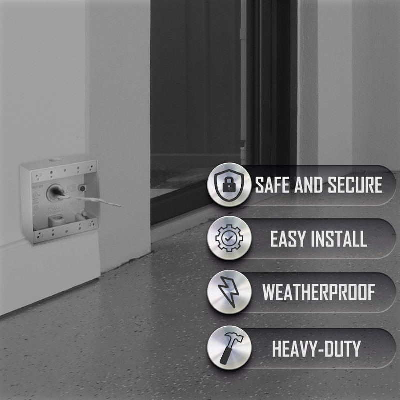 TayMac DB375WH 3/4-Inch 3 Hole 2-Gang Weatherproof Box, 3/4-Inch Outlets,