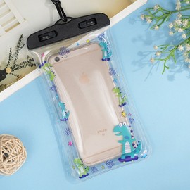 Character Inflatable Waterproof Phone Pouch with Touchscreen Function Black Dinosaur Inflatable Waterproof Pouch for Water Activities 5ea