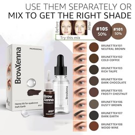 Henna + Hyaluronic Base Kit for eyebrows; Henna y acido hialuronico para cejas (107 Dark Earth)