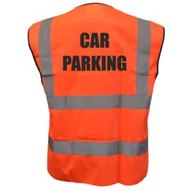 Car Parking Orange Hi Vis Viz Safety Vest Waistcoat Reflective High Visibility EN471 BS large