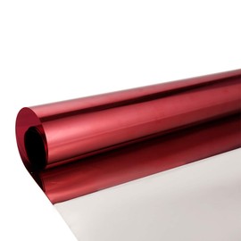 Privacy Window Film One Way Mirror Adhesive Reflective Window Tint Anti UV Heat Control Glass Film for Home and Office Daytime Privacy Protection 17.7Inch x 10Feet, Silver&Red