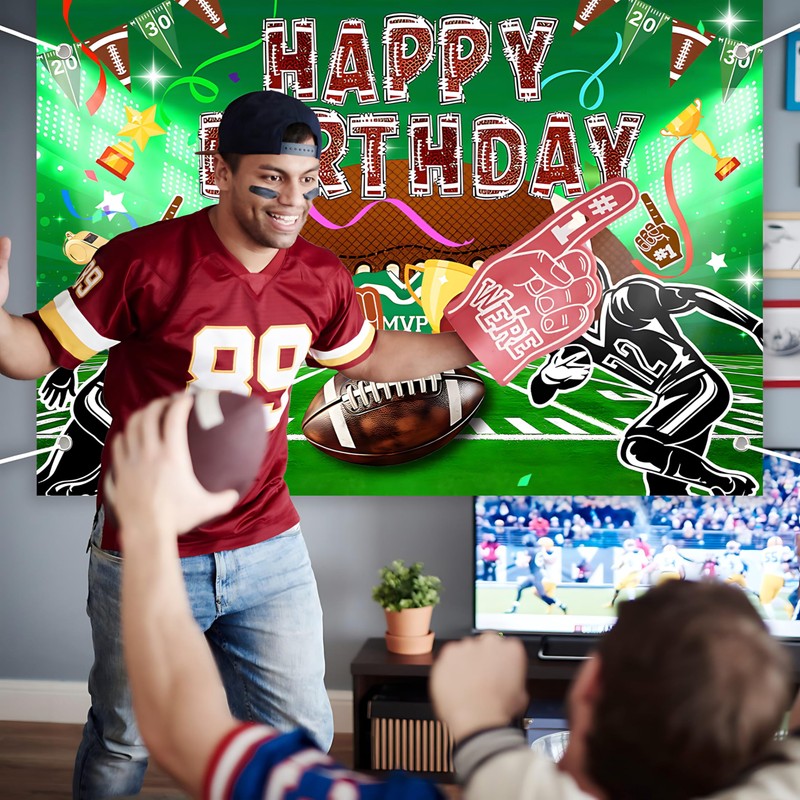 Football Happy Birthday Backdrop Banner