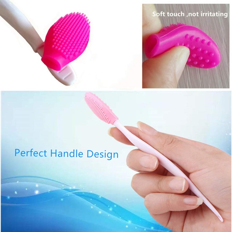 Lip Scrub Brush,Lip Scrubber Exfoliator,Double-Sided Silicone Lip Exfoliating Tool for