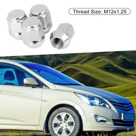 A ABSOPRO Set of 4 Chrome Wheel Lugs Nut M12 x 1.25 Cone Seat Tool for Car
