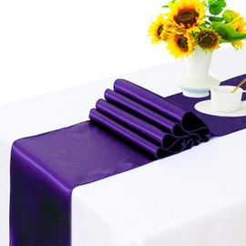 WENSINL Satin Purple Table Runner 12 x 108 Inches Pack of 10 Long Table Runner for Party Wedding Birthday Anniversary New Year Decorations
