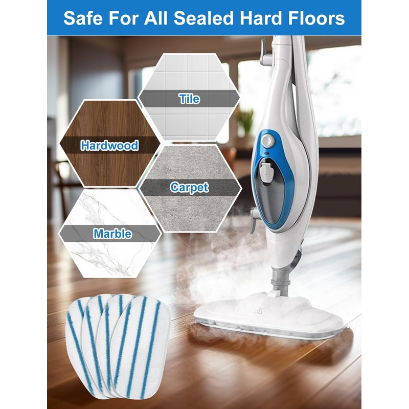 8 Pack Pur Steam Mop Pads Compatible with PurSteam ThermaPro