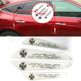HINSCR Car Door Handle Scratch Protector Resident E vil Umbrella Corporation Universal Waterproof Anti-Scratch Car Door Rear View Mirror Protector Accessories Stripe Stickers(Style J-White- 4pcs)