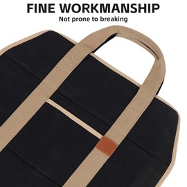 GoCampDirect Firewood Carriers with Handles - 39 * 18 Inch Log Carrier | Package Waxed Canvas Firewood Bag Carrier | Water Resistant Firewood Tote Wood Carrying Bag for Camping Indoor - Black