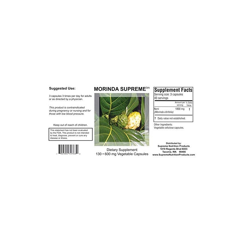 Supreme Nutrition Morinda Supreme, 130 Whole Noni Fruit Capsules