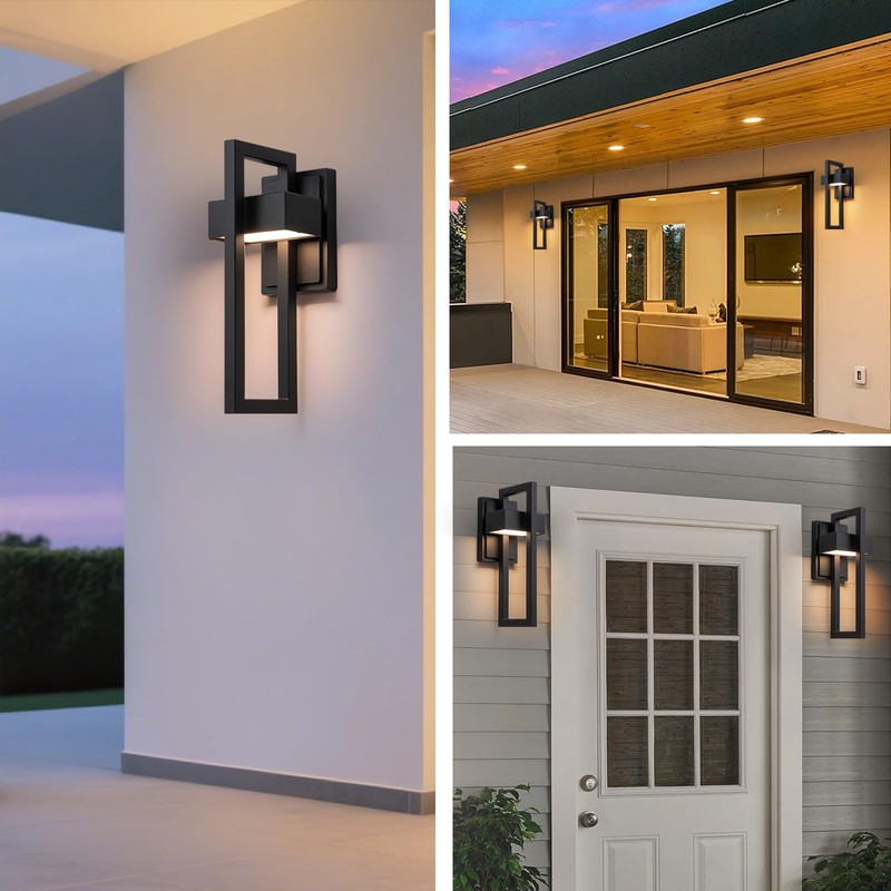 Easyusahome 2-Pack Modern Outdoor Wall Lights, 15W LED Exterior Lighting