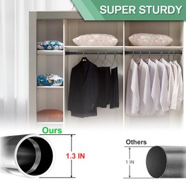 Closet Rods for Hanging Clothes, 1.3 Inch Diameter Heavy Duty Closet Rod 17-75 Inch Adjustable Clothes Hanging Bar Metal Black Shower Curtain Rods for Closet, Wardrobes, Bathroom, Windows