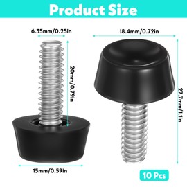 10 Pcs 1/4" Thread Furniture Feet Adjustable Table Chair Levelers Furniture Threaded Levenling Stainless Steel Screw on Leveler Heavy Duty Glide Leveling for Table Cabinets Chairs