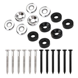 12Pcs Yootones Guitar Neck Joint Ferrules Bushing with Screws Compatible with Bass Electric Guitar(Black+Silver)