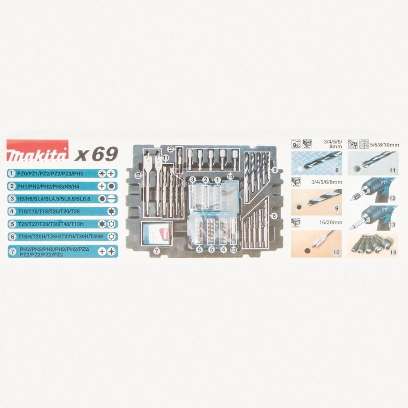 Makita B-49638 69 Pc. Metric Drill & Screw Bit Set