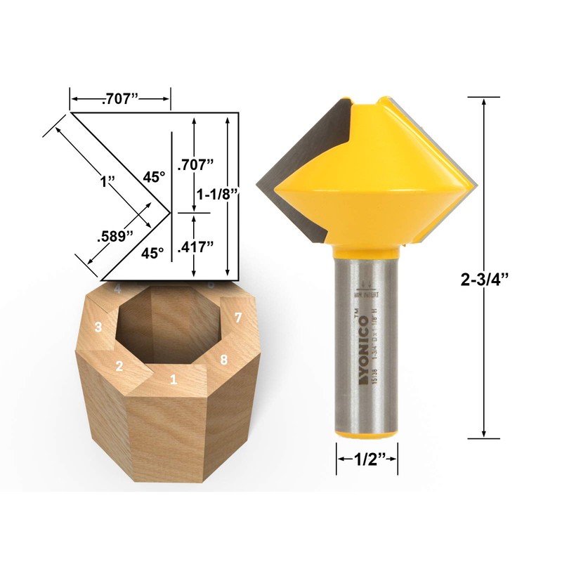 YONICO Birdsmouth Router Bit Set 3 Bit 1/2-Inch Shank 15330