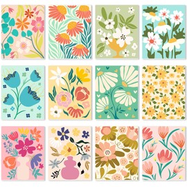 FYSUIMU 12Pcs Pre Drawn Canvas for Painting 8 x 10 Inch Pre Printed Stretched Cotton Canvas Boho Floral Predrawn Outline for Beginners DIY Painting Party Favor