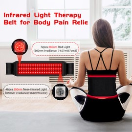 TOLOCO Infrared Light Therapy, Red Light Therapy for Body, Red Light Therapy Wrap Upgraded 3-in-1 LED Beads, 660nm & 850nm Red Light Belt with Remote Control, Relieves Back and Waist Muscle Pain
