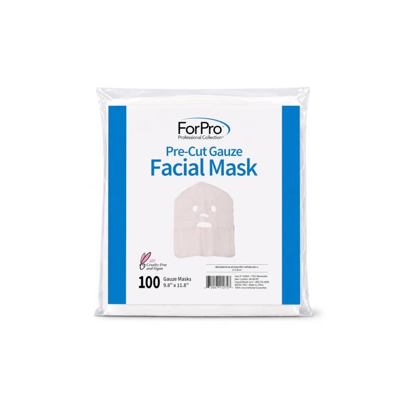 For Pro Precut 100% Cotton Gauze Facial Mask, 100 Count