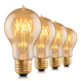 runquiz Warm Incandescent Light Bulbs 60 Watt,A19/A60 Vintage Style Edison Bulbs E26,Soft Yellow Light Bulbs,Amber Bulbs,Retro Light Bulb Old Fashioned,Halogen Dimmable Edison Bulb Squirrel Cage