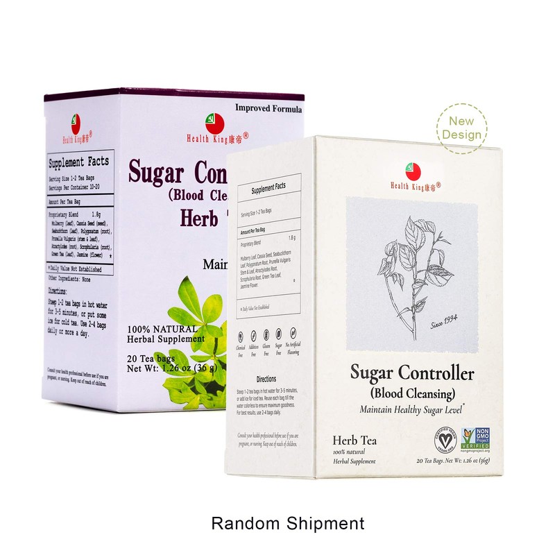 Health King Sugar Controller Herb Tea, Teabags, 20-Count Box (Pack
