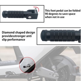 JXPANG Universal Motorcycle Bicycle Folding Passenger Foot Pegs M8 Rearsets Rear Set Footrests Footpeg Foot Rest Peg Pedals For Bike Install Hole 8mm (Black)