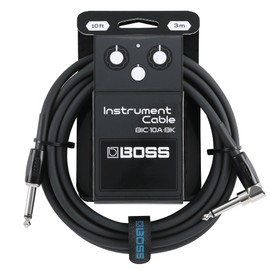 BOSS BIC-10A-BK Guitar Cable, Black, 9.8 ft (3 m), L-Shape, Straight Type, Oxygen-Free Line, Braided Cable (BIC-10A-BK)