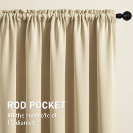 CUCRAF Blackout Curtains 84 inches Long for Living Room, Light Beige Room Darkening Window Curtain Panels, Rod Pocket Thermal Insulated Solid Drapes for Bedroom, 52x84 inch, Set of 2 Panels